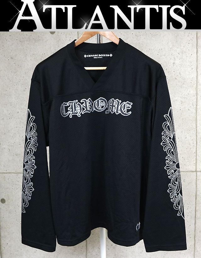 CHROME HEARTS 銀座店 クロムハーツ MESH WARM UP JERSEY メッシュ バーシティー ジャージー ロングスリーブ 長袖 メンズ size XL 黒 101039