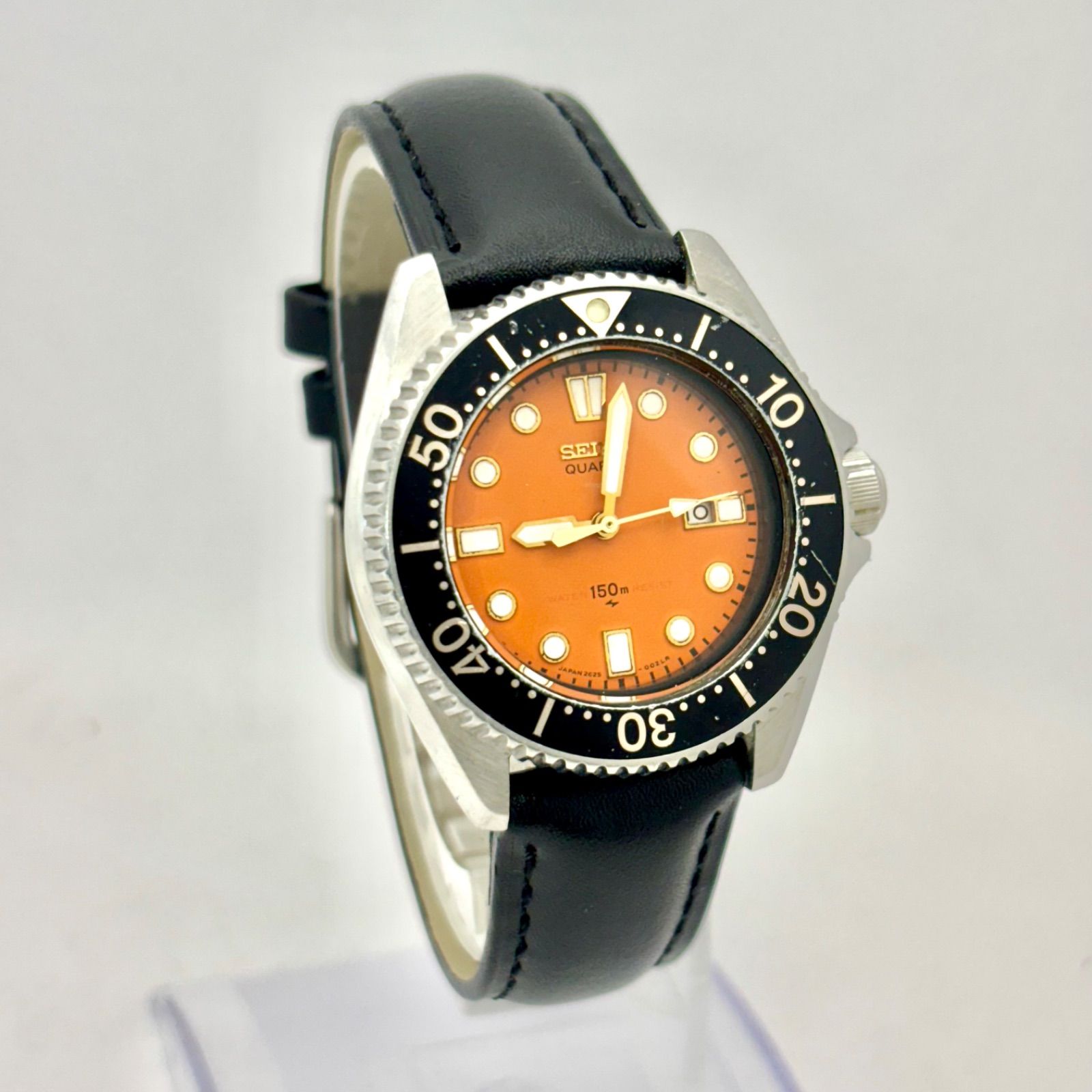 新品電池】SEIKO セイコー シルバー オレンジ ダイバー 150M デイト