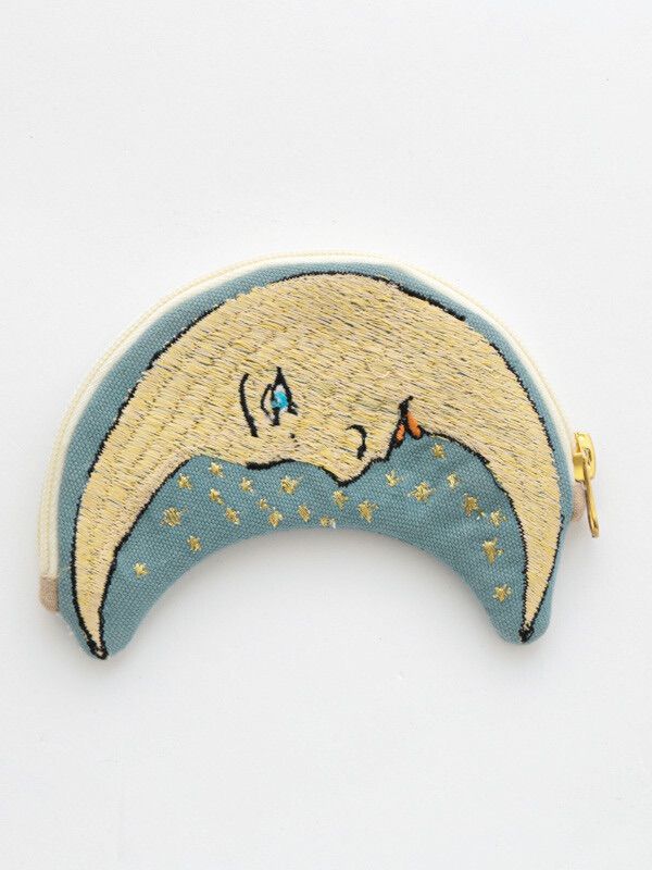 新品　COTTAGE　ムーン 刺繍 ポーチ　月　ユニバース ムーン刺繍ポーチ【coco vintage】 - メルカリ