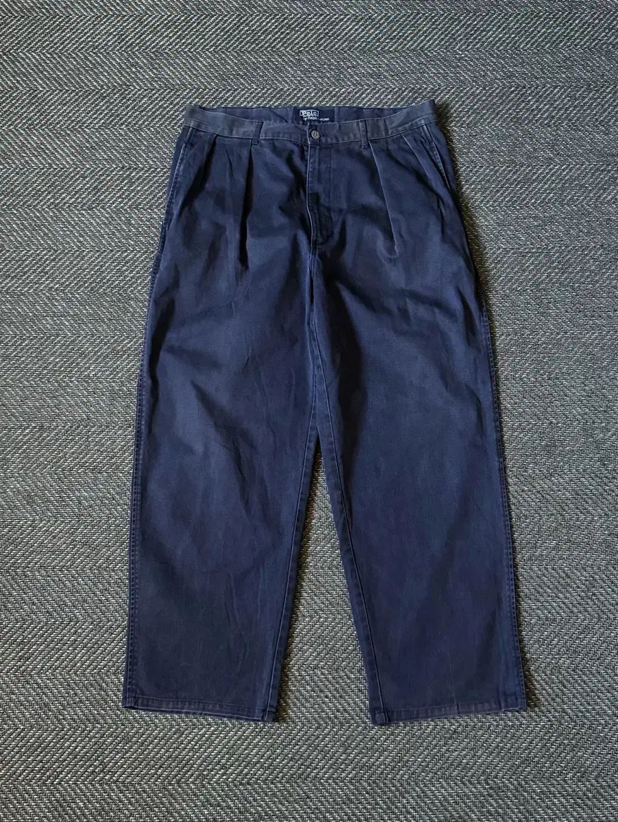 34 90s ポロラルフローレン ラベル ダブル プリーツ チノパンツ