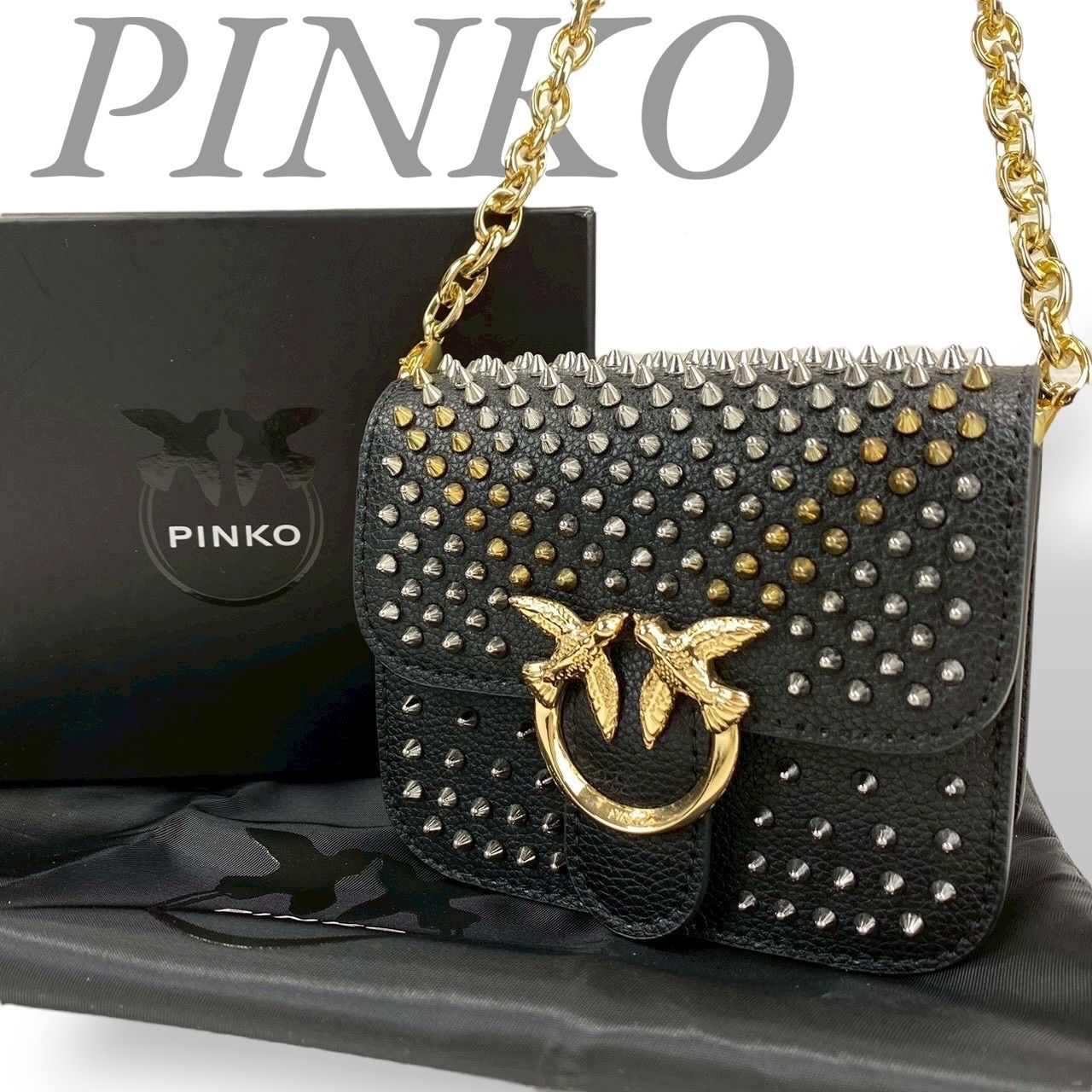 B4107】【極美品】PINKO ピンコ Love Bag ショルダーバッグ ブラック 