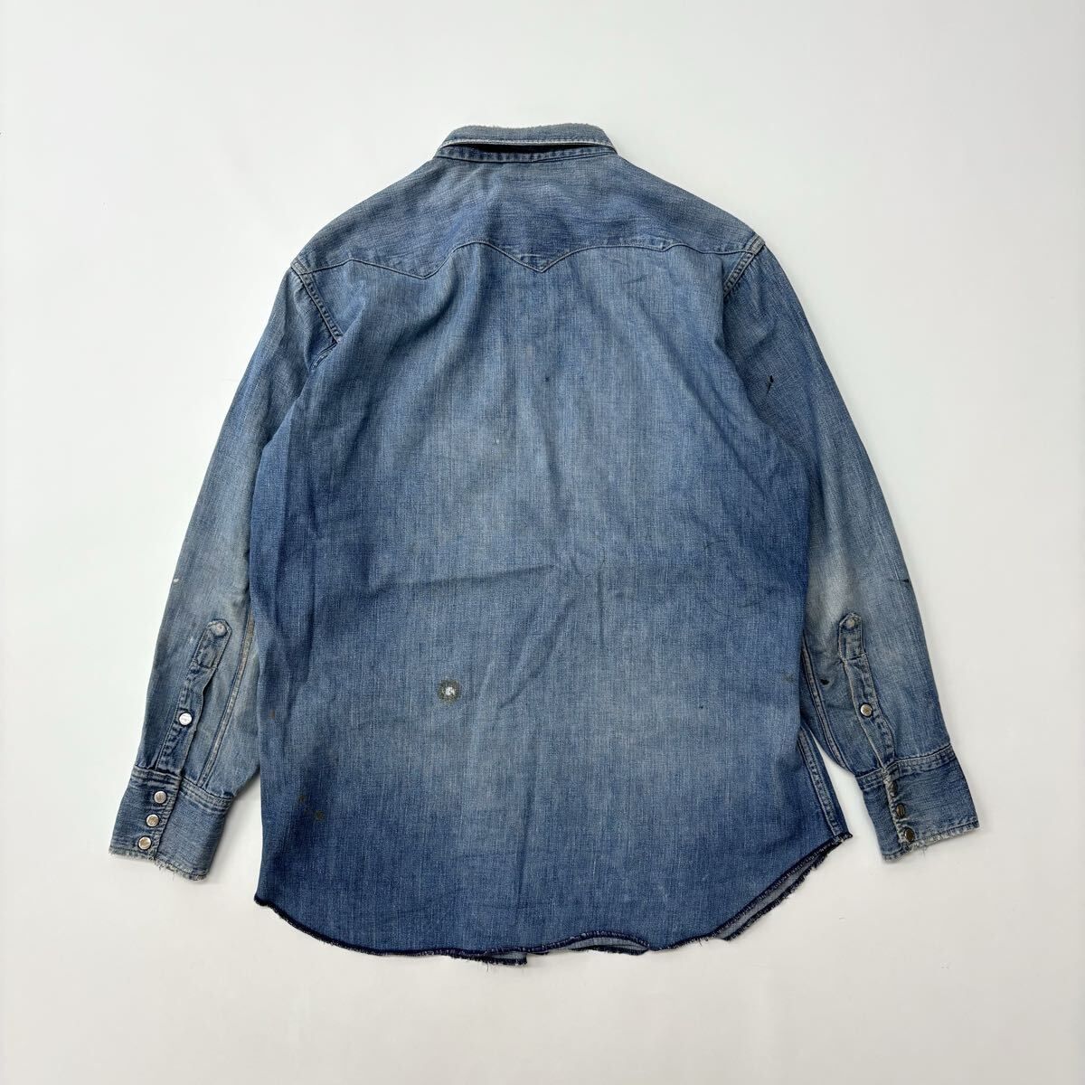 50 s 名作 Vintage Wrangler ヴィンテージ ラングラー 27 MW 1 st DENIM WESTERN SHIRT デニム ウエスタン シャツ size L XL 程度 711-0710