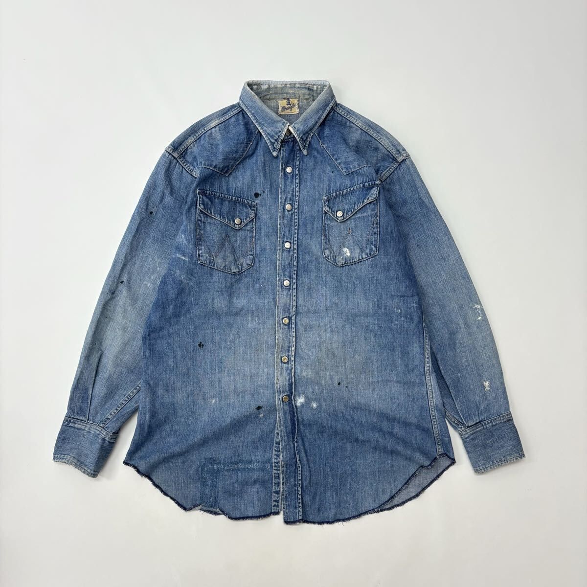 50s 名作 Vintage Wrangler ヴィンテージ ラングラー 27MW 1st DENIM WESTERN SHIRT デニム ウエスタン シャツ size L XL 程度 711-0710