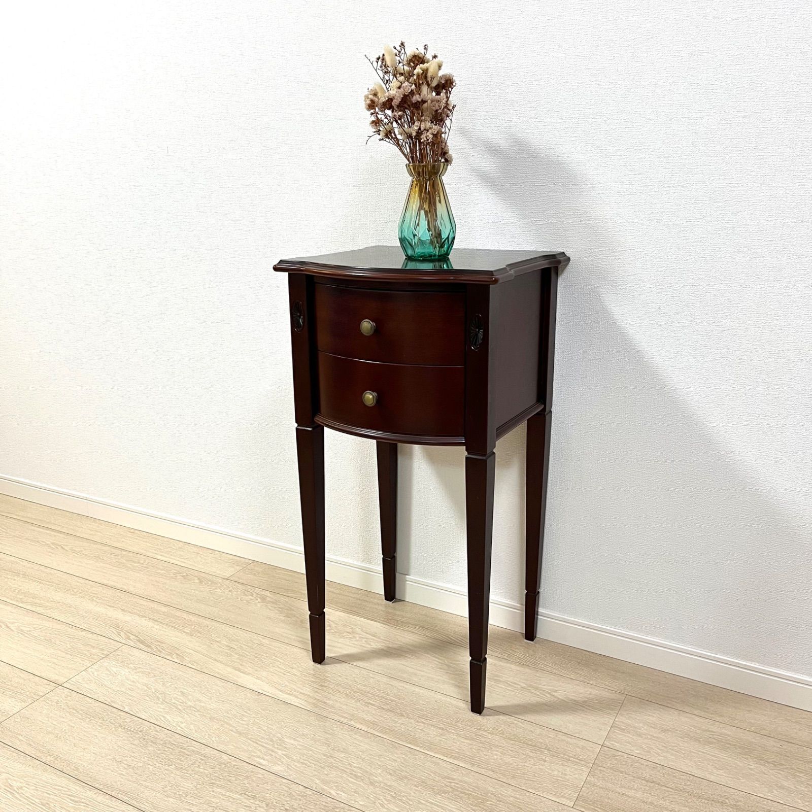 クラシカル コンソール 丸テーブル マホガニー 英国家具調 サイド