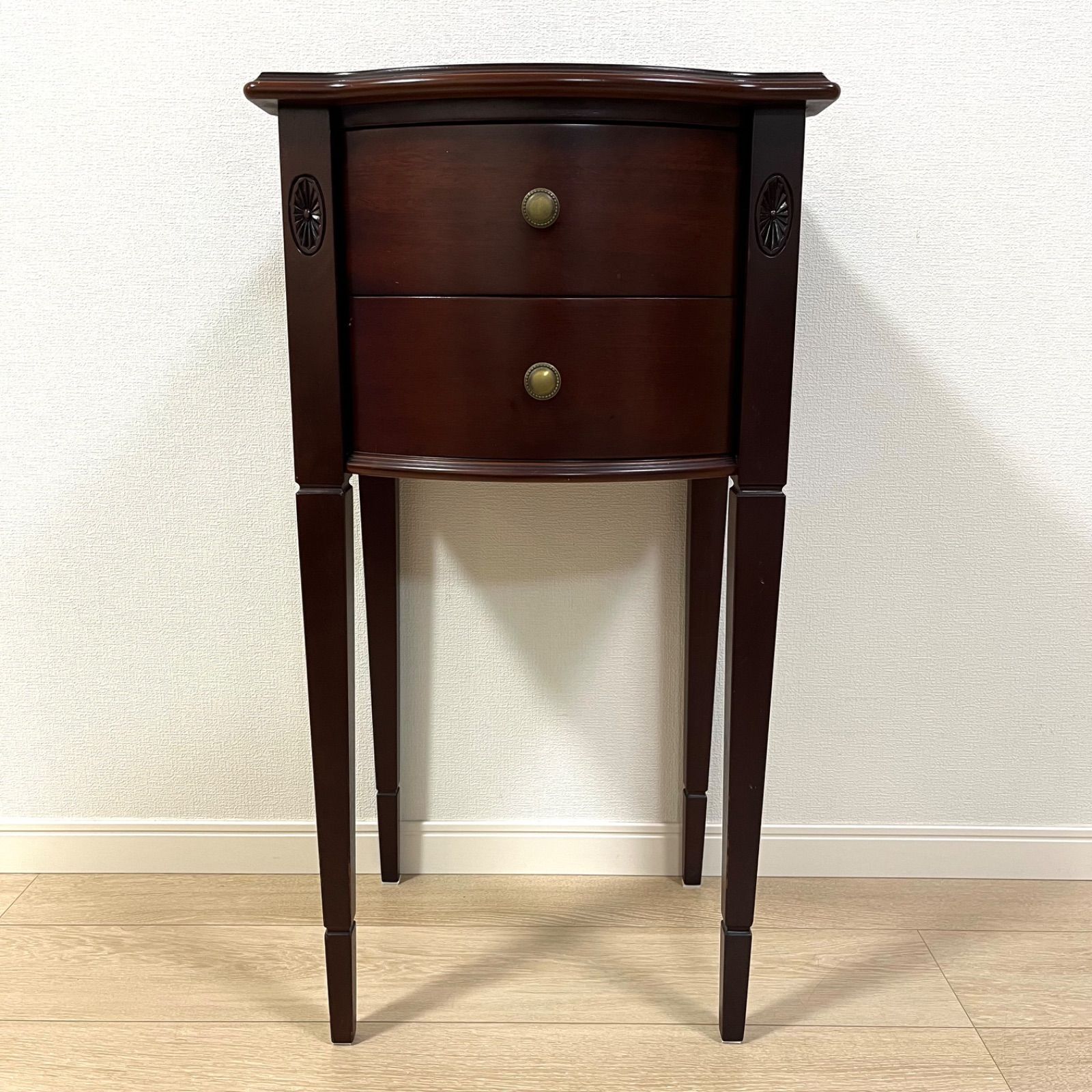 ち12)英国クラシカル マホガニー 2段サイドチェスト テーパードレッグ