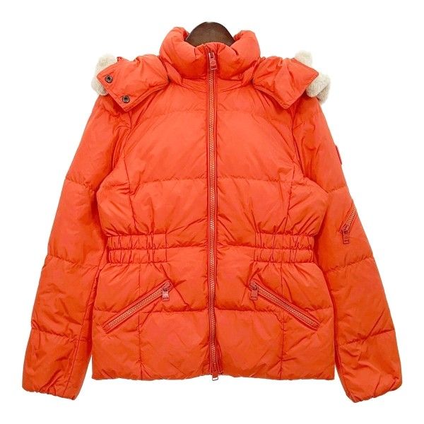 COACH コーチ ダウンジャケット コート F 86126 ボア フード取り外し ウエストマーク レディース Sサイズ オレンジ アウター DL 17232