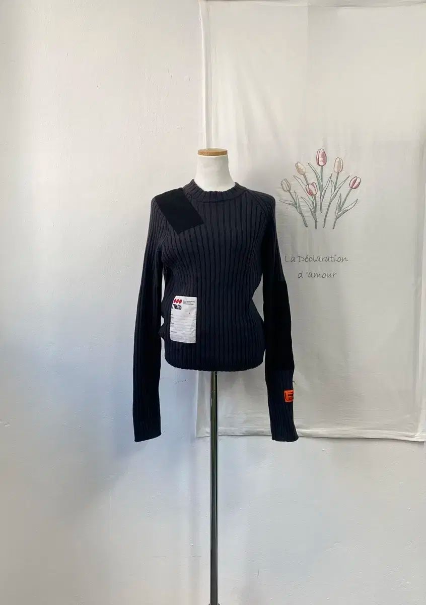 ヘロンプレストン ブラック リブニット