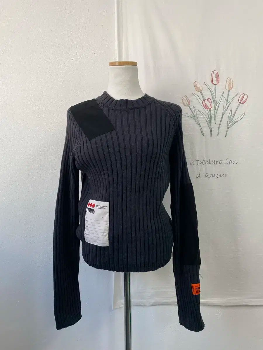 ヘロンプレストン ブラック リブニット