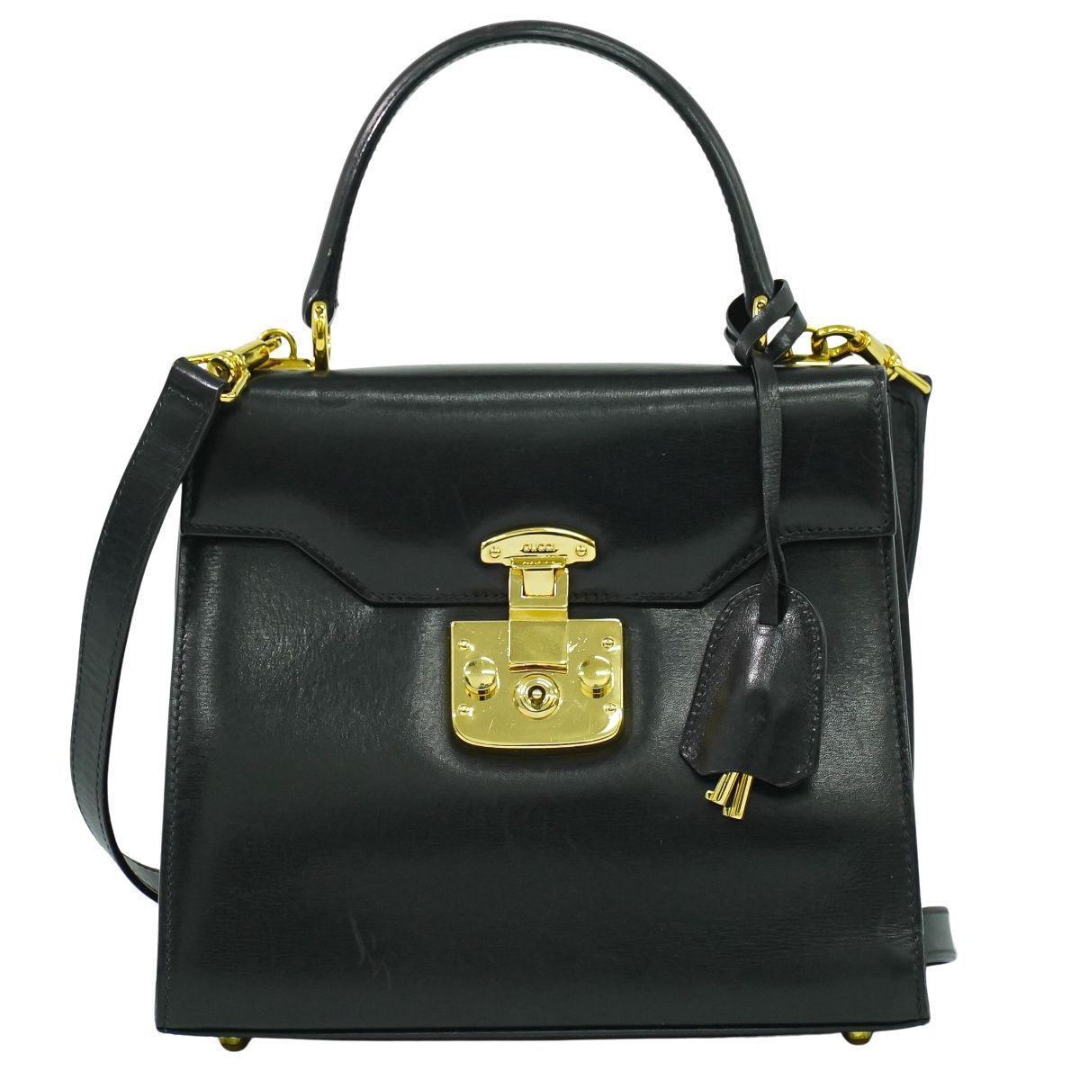 本物 グッチ GUCCI レディロック 2WAY ショルダーバッグ ハンドバッグ ポシェット レザー ブラック Lady Lock バッグ フォロー割
