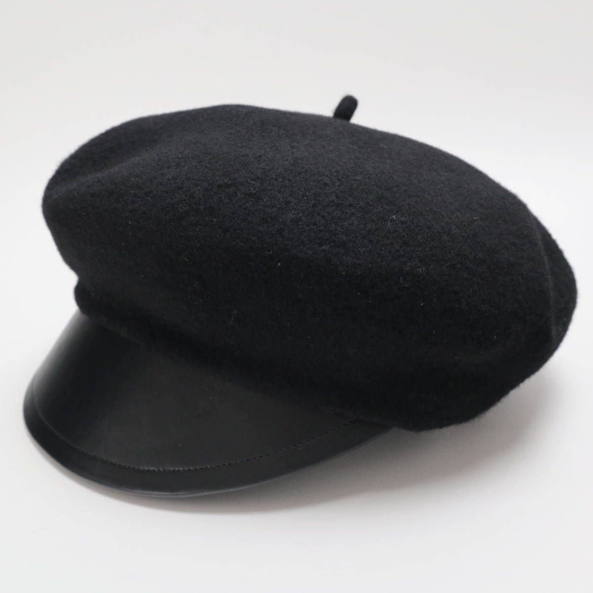 Christian Dior クリスチャンディオール ウール シルク ラムレザー キャスケット 帽子 58 ブラック S11-k034
