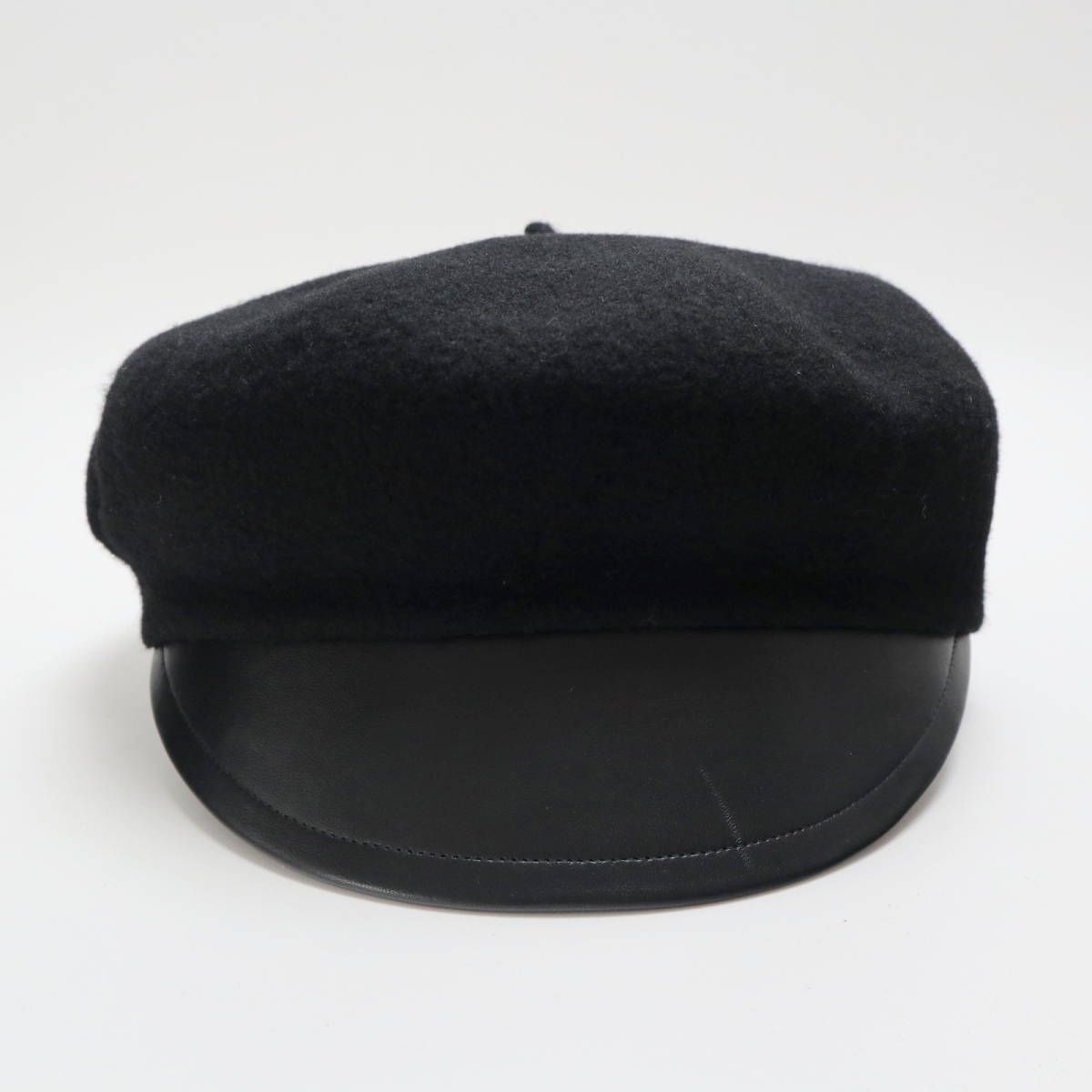 Christian Dior クリスチャンディオール ウール シルク ラムレザー キャスケット 帽子 58 ブラック S 11-k 034