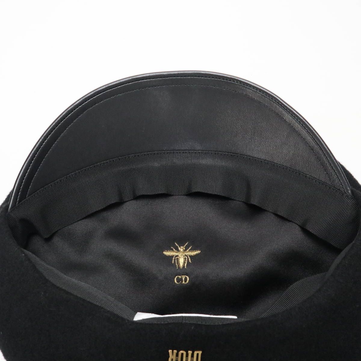  Christian Dior クリスチャンディオール ウール シルク ラムレザー キャスケット 帽子 58 ブラック S 11 k 034 キャスケット ハンチング 帽子