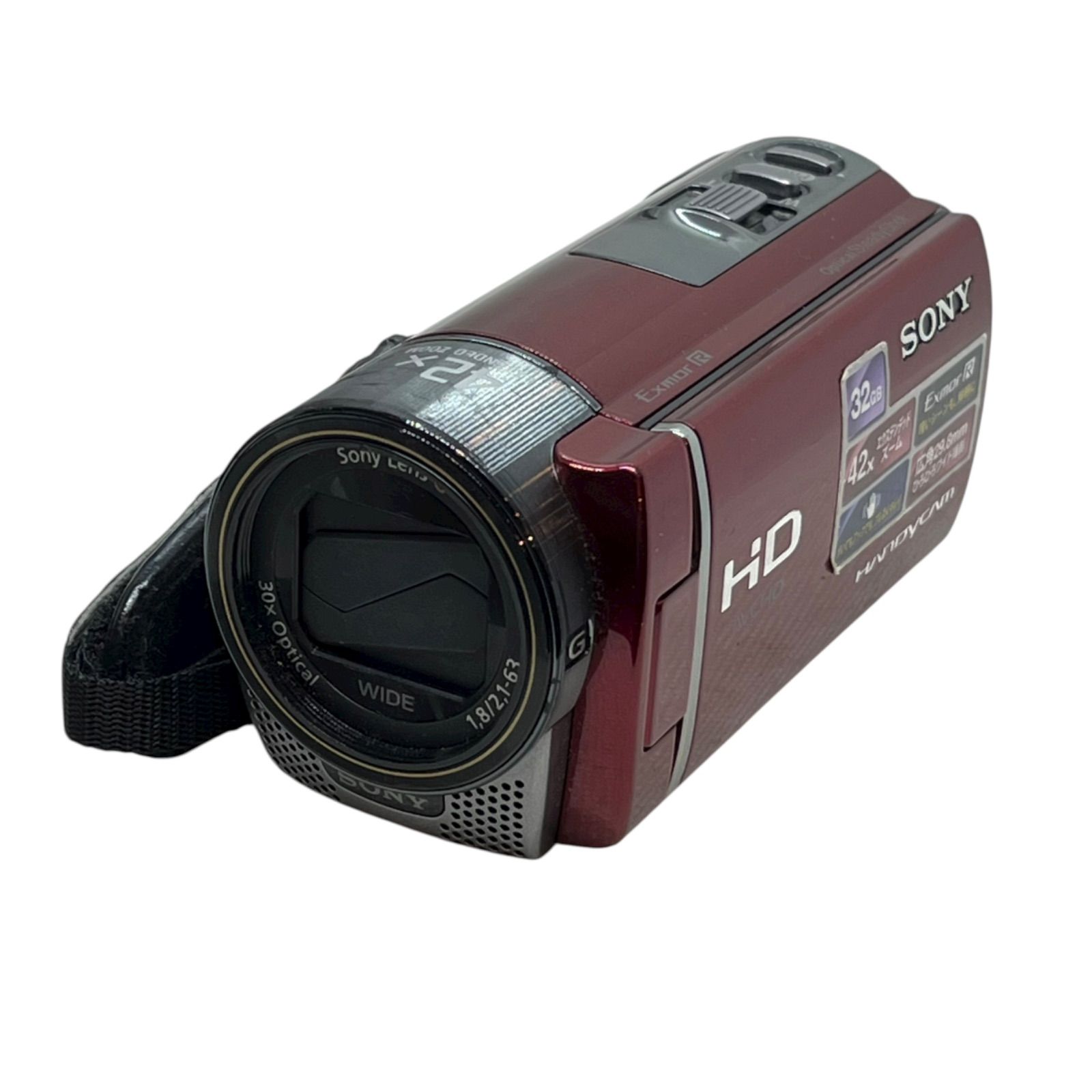 管2511-112 動作 済 SONY ソニー HDR-CX180 ハンディカム レッド 32GB 内蔵メモリー フルHDハイビジョン ビデオカメラ 30倍光学ズーム 42倍エクステンデッドズーム