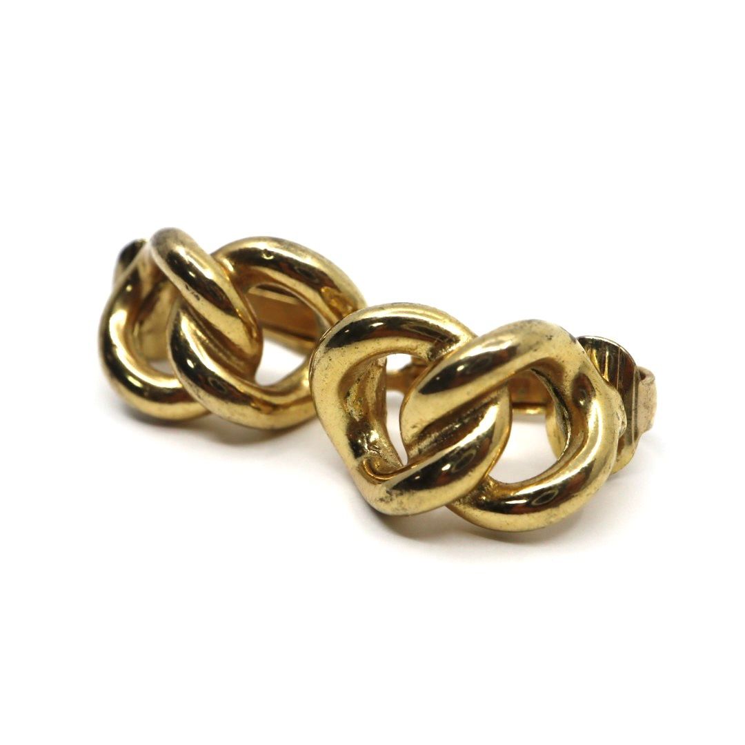 Christian Dior クリスチャンディオール チェーンモチーフ イヤリング ゴールド GP ヴィンテージジュエリー レディース I4