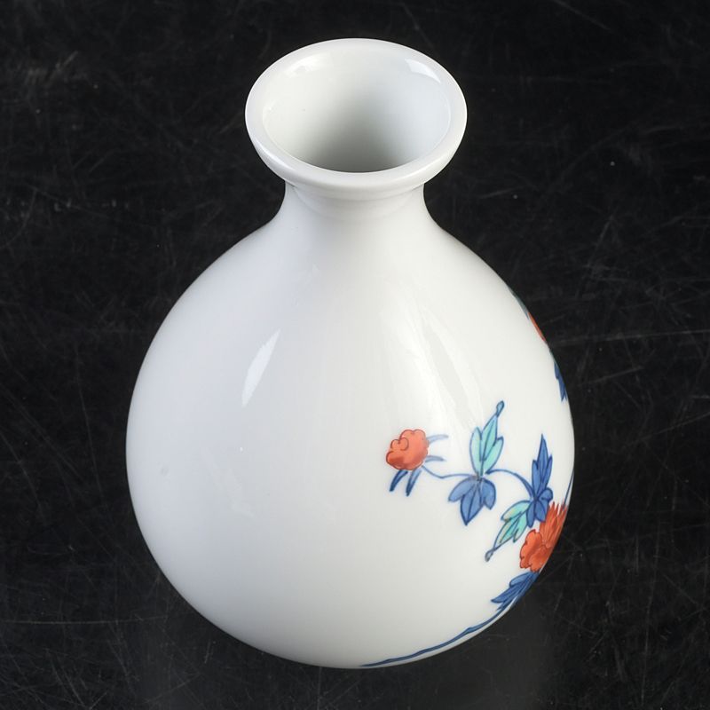 今泉今右衛門 色鍋島牡丹絵花瓶 共箱 花入 今泉今右衛門 色鍋島牡丹絵花瓶 共箱 花入
