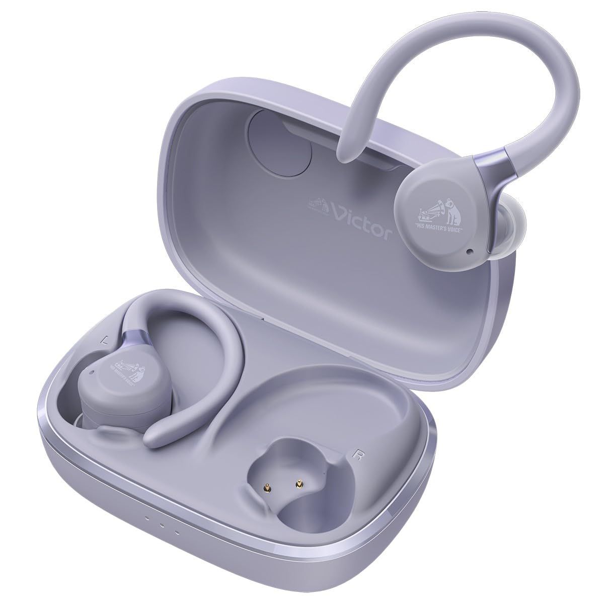 JVCケンウッド Victor HA-EC77T-V ワイヤレスイヤホン Bluetooth 5.4 ノイズキャンセリング イヤーフック スポーツ マイク付 小型 軽量 防水 防塵 IP57 本体質量6.0g 片耳 最大40時間再生 パープル