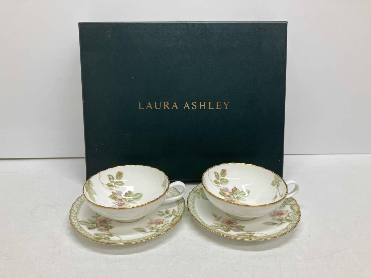LAURA ASHLEY ローラ アシュレイ アンジェリカ ティーカップ ソーサー 2客 箱あり