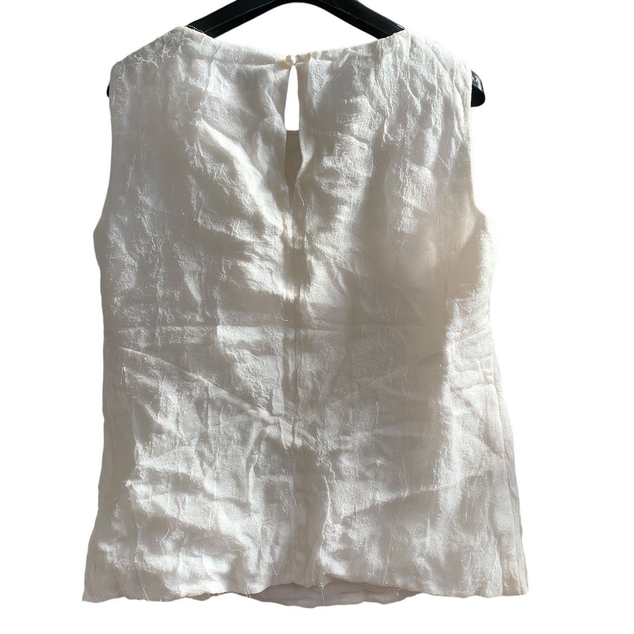 3484 CHANEL シャネル パール ロゴ P73119V31444 裏地シルク ノースリーブ トップス 36サイズ