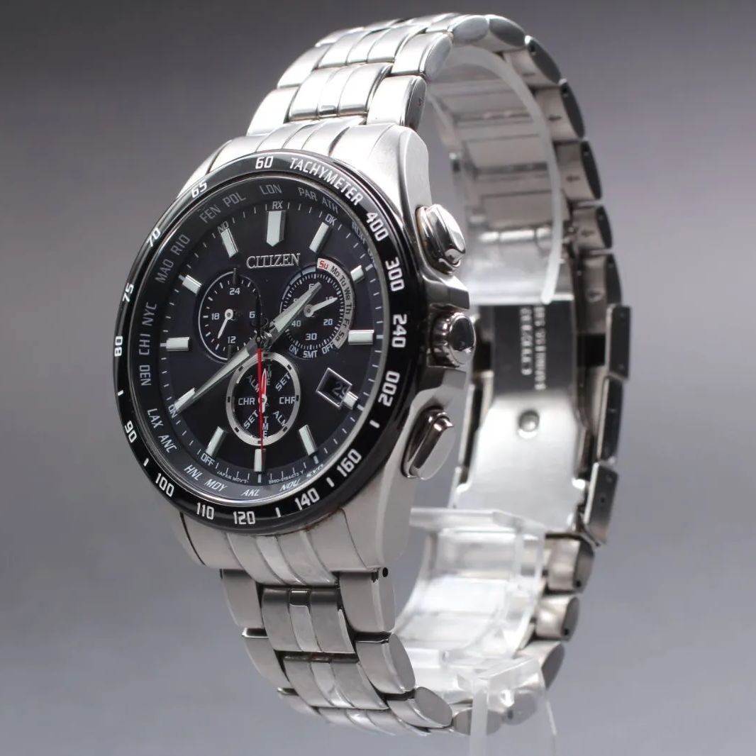 CITIZEN エコドライブ シチズン CB 5874 90 E 黒文字盤 ソーラー電波 品