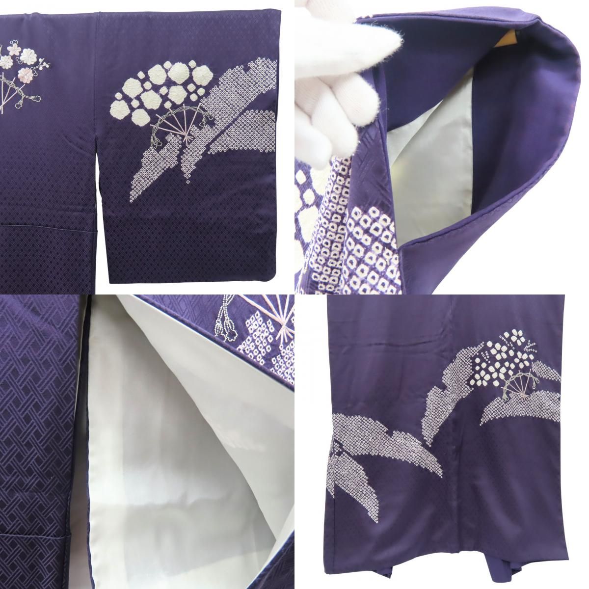  訪問着 付下 絞り 正絹 パープル 和装 呉服 和服 きもの レディース 女性 訪問着 付け下げ 着物反物