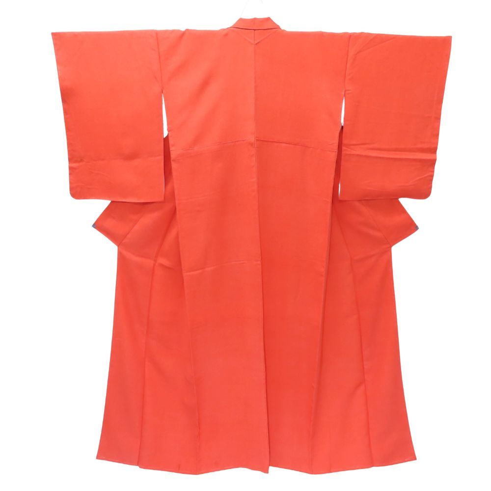 中古】 小紋 正絹(金銀糸除く) レッド 鮫小紋 しつけ糸あり 和装 呉服