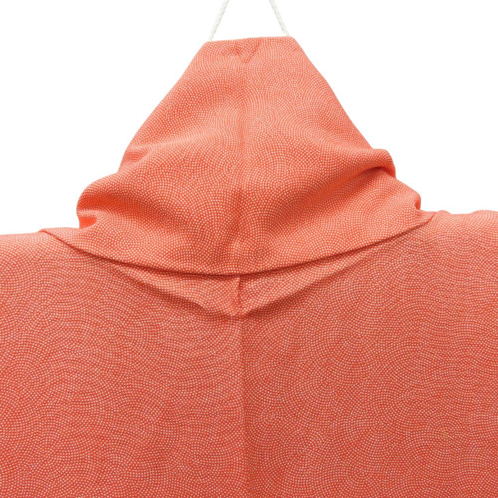 中古】 小紋 鮫 正絹(金銀糸除く) 朱色 和装 呉服 和服 きもの