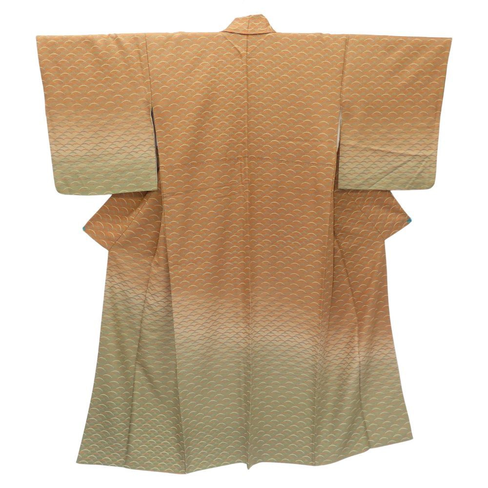 中古 小紋 正絹(金銀糸除く) ブラウン系 グリーン系 和装 呉服 和服 きもの レディース 女性 中古】 小紋 正絹(金銀糸除く) ブラウン系 グリーン系 和装 呉服 和服