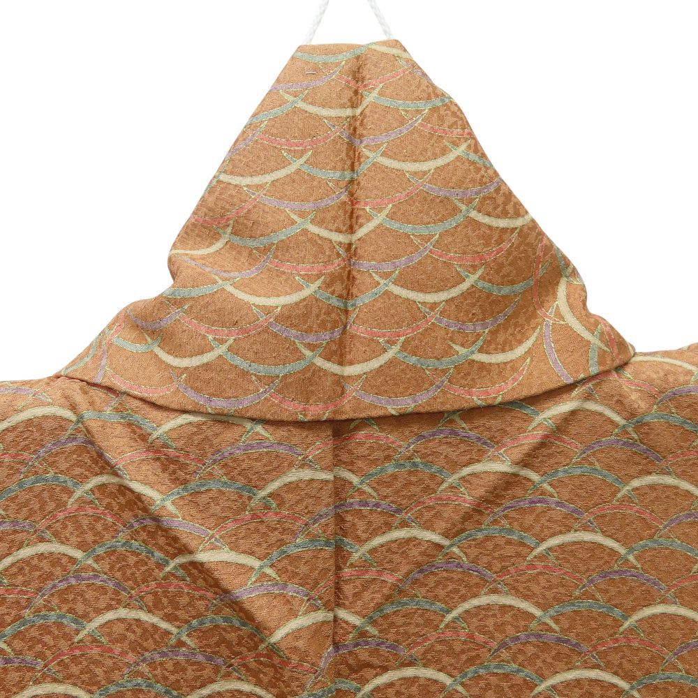 中古】 小紋 正絹(金銀糸除く) ブラウン系 グリーン系 和装 呉服 和服