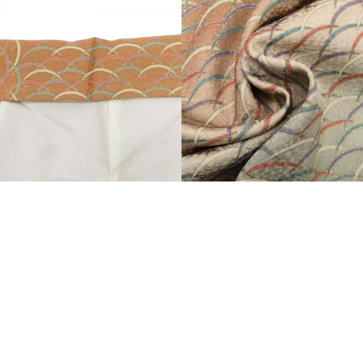 中古 小紋 正絹(金銀糸除く) ブラウン系 グリーン系 和装 呉服 和服 きもの レディース 女性 中古】 小紋 正絹(金銀糸除く) ブラウン系 グリーン系 和装 呉服 和服