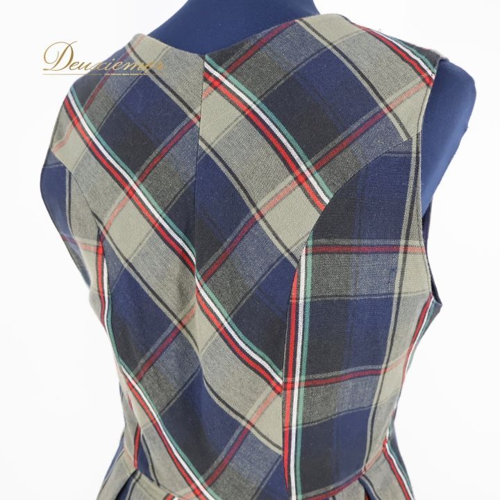  フォークダンス 衣装 ワンピース ドレス グリーン系 ロミマザー チェック柄 ノースリーブ レトロ カントリー Romi Mother チロリアン 緑 紺 赤 白 落ち着いた色 かわいい 袖なし ネイビー系 レッド系 ホワイト系 その他 ダンス バレエ