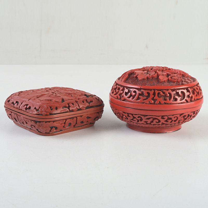 中国 剔紅 堆朱 花文 香合 2点 C S208 - メルカリ