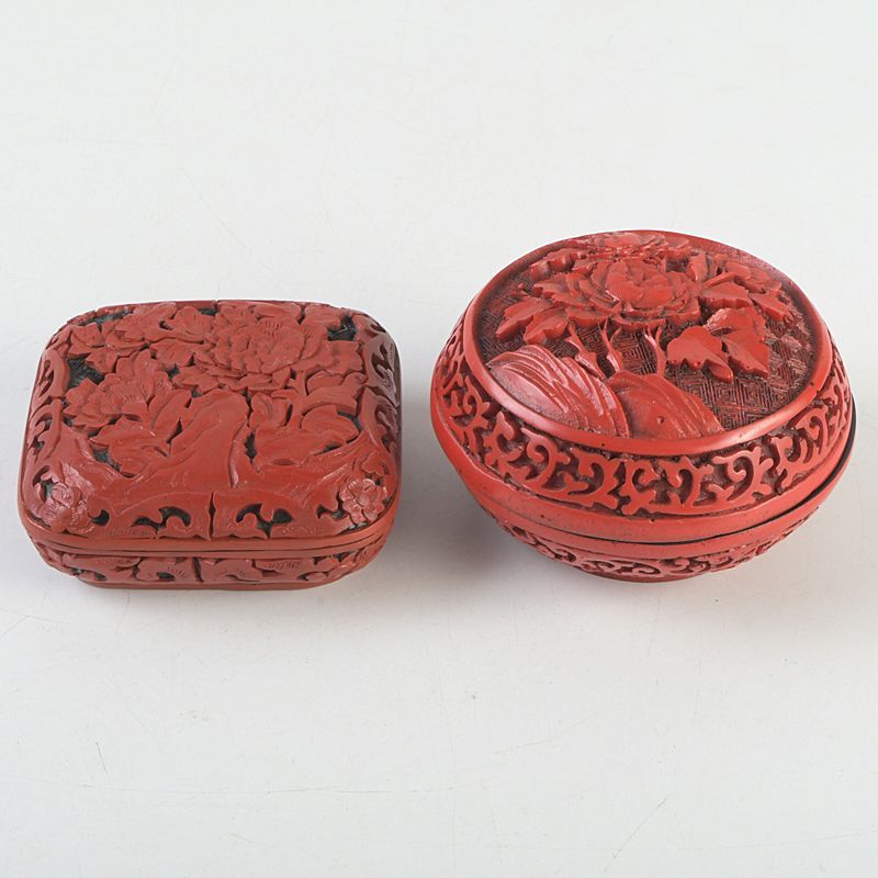 中国 剔紅 堆朱 花文 香合 2点 C S208 - メルカリ