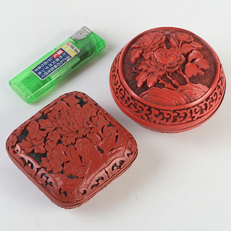 中国 剔紅 堆朱 花文 香合 2点 C S208 - メルカリ