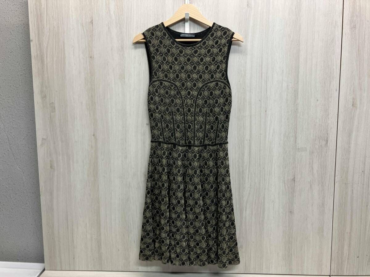 ALEXANDER MQUEEN アレキサンダーマックイーサイズS ノースリーブワンピース ブラック×ゴールド