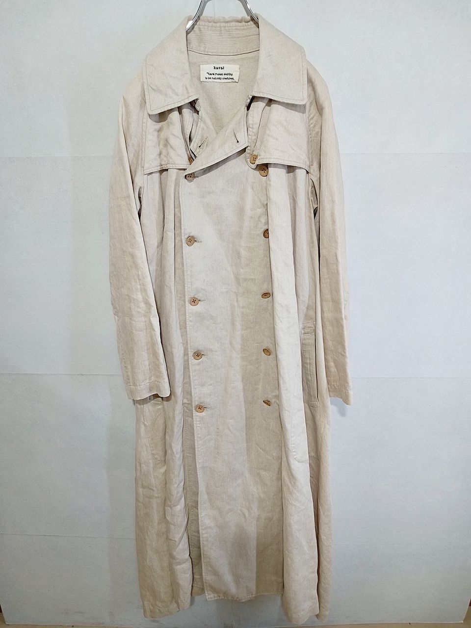 kaval カヴァル リネン トレンチコート サイズＦ ベージュ M-6083