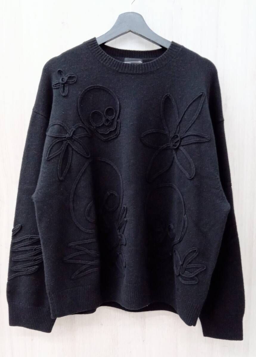 LAD ラッドミュージシャン ニット Crew Neck Pullover 2220-021 ブラック サイズ44