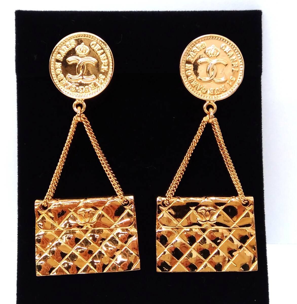 CHANEL シャネル ココマーク マトラッセ スイング イヤリング 保存箱あり