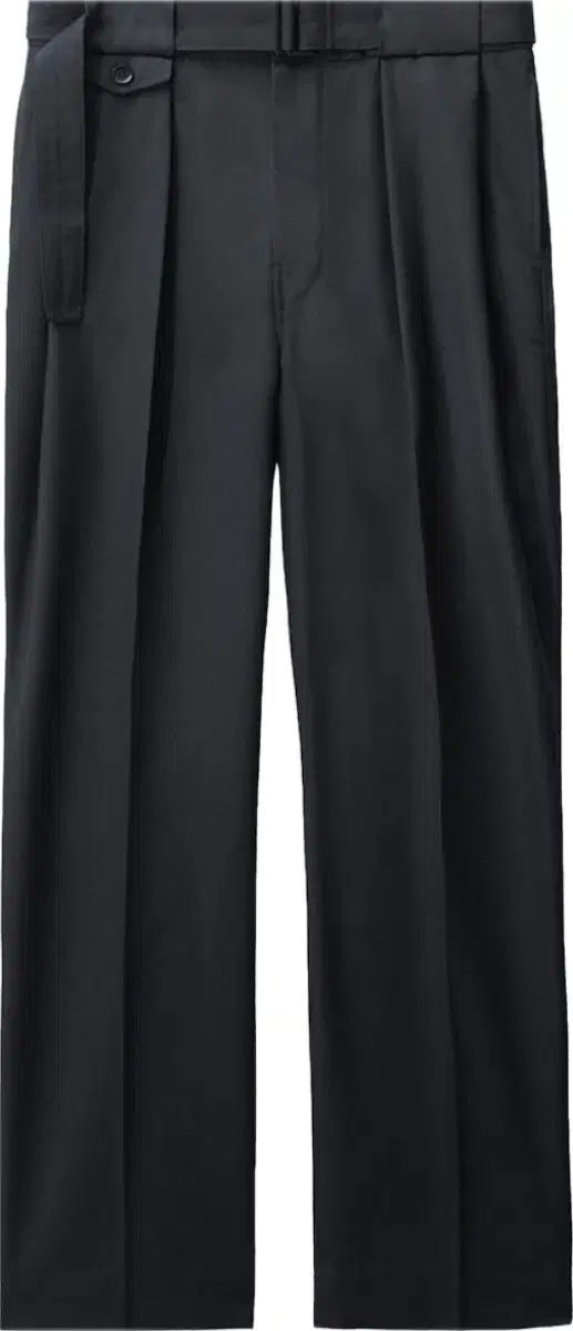 INSILENCE ダブル プリーツ ベルト付き ウール パンツ CHARCOAL L