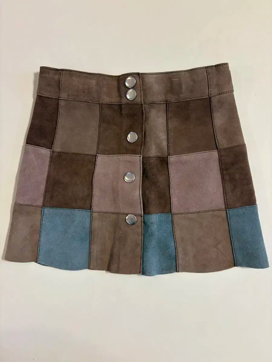 ボンポワン Bonpoint スウェード パッチワーク スカート