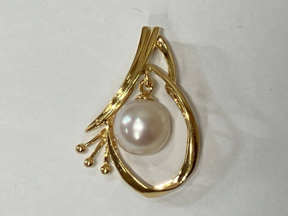 K18 ゴールド 総重量約2.4g 白珠 トップ ペンダントトップ