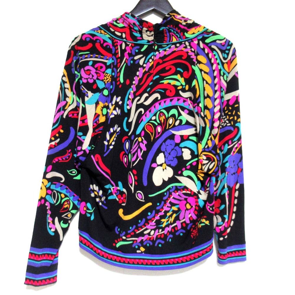 良品 LEONARD レオナール ペイズリー柄 長袖 シルク ブラウス