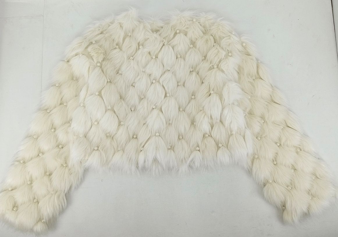 eimy istoire エイミーイストワール パールファージャケット サイズF ホワイト M-6084