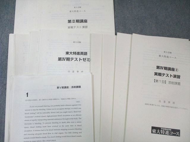 東進 東大特進コース 東大特進英語 【テスト計13回分】 テキスト通年