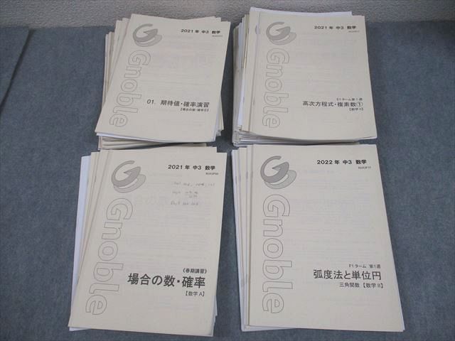 Gnoble グノーブル 中3 数学 01～13 E 1～E 4 F 1～F 2 テキスト通年セット テスト2回分付 2021 計36冊 高本雄介 078 L 0 D