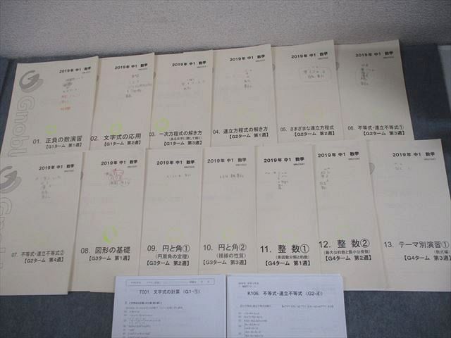Gnoble グノーブル 中1 数学 Term G1～4/F 正負の数演習 等 テキスト