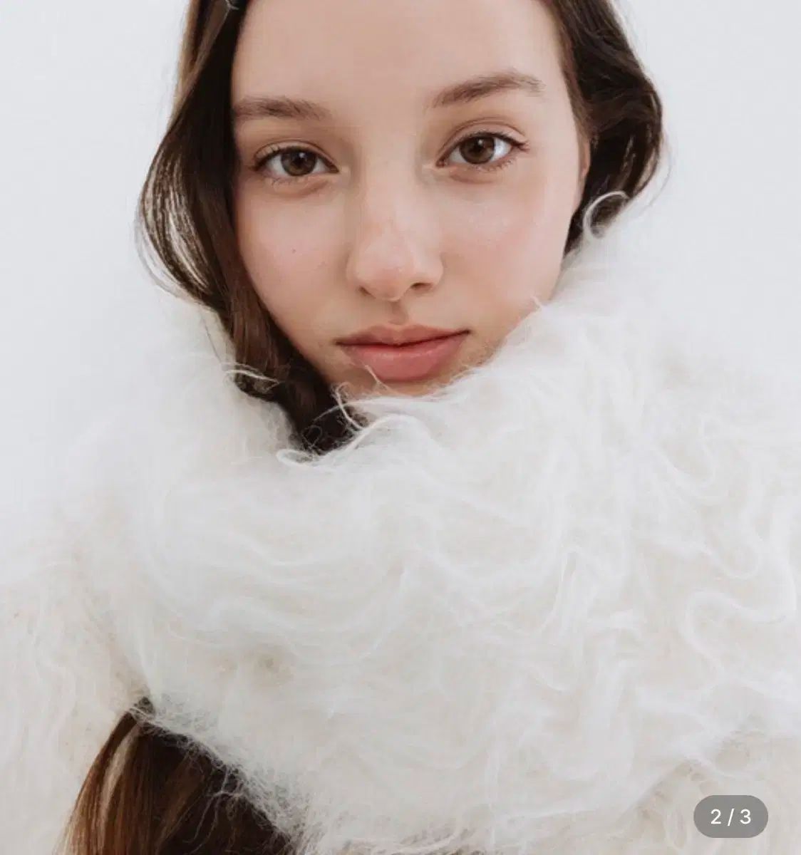 THETIS ウェービー ロングヘア ウール マフラー アイボリー