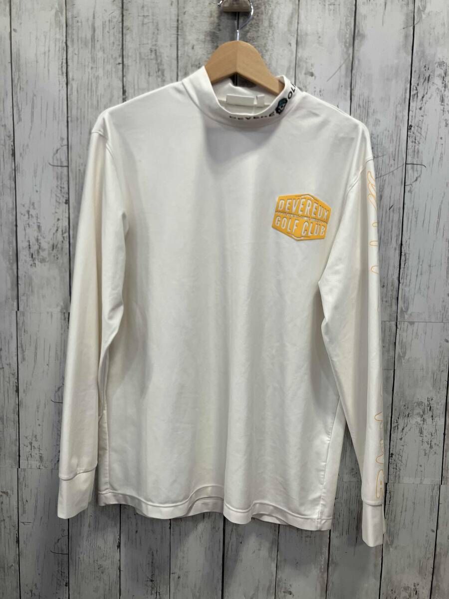 DEVEREUX GOLF デヴァローゴルフ メンズ 長袖Tシャツ ホワイト ロゴ 763472004-0001 ナイロン ポリウレタン サイズS