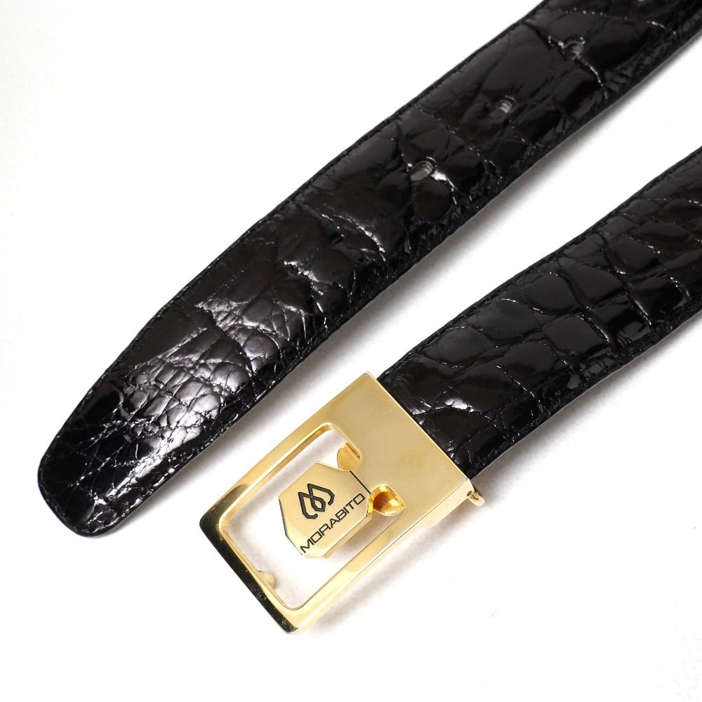 □美品□MORABITO モラビト ベルト クロコダイルレザー シャインクロコ