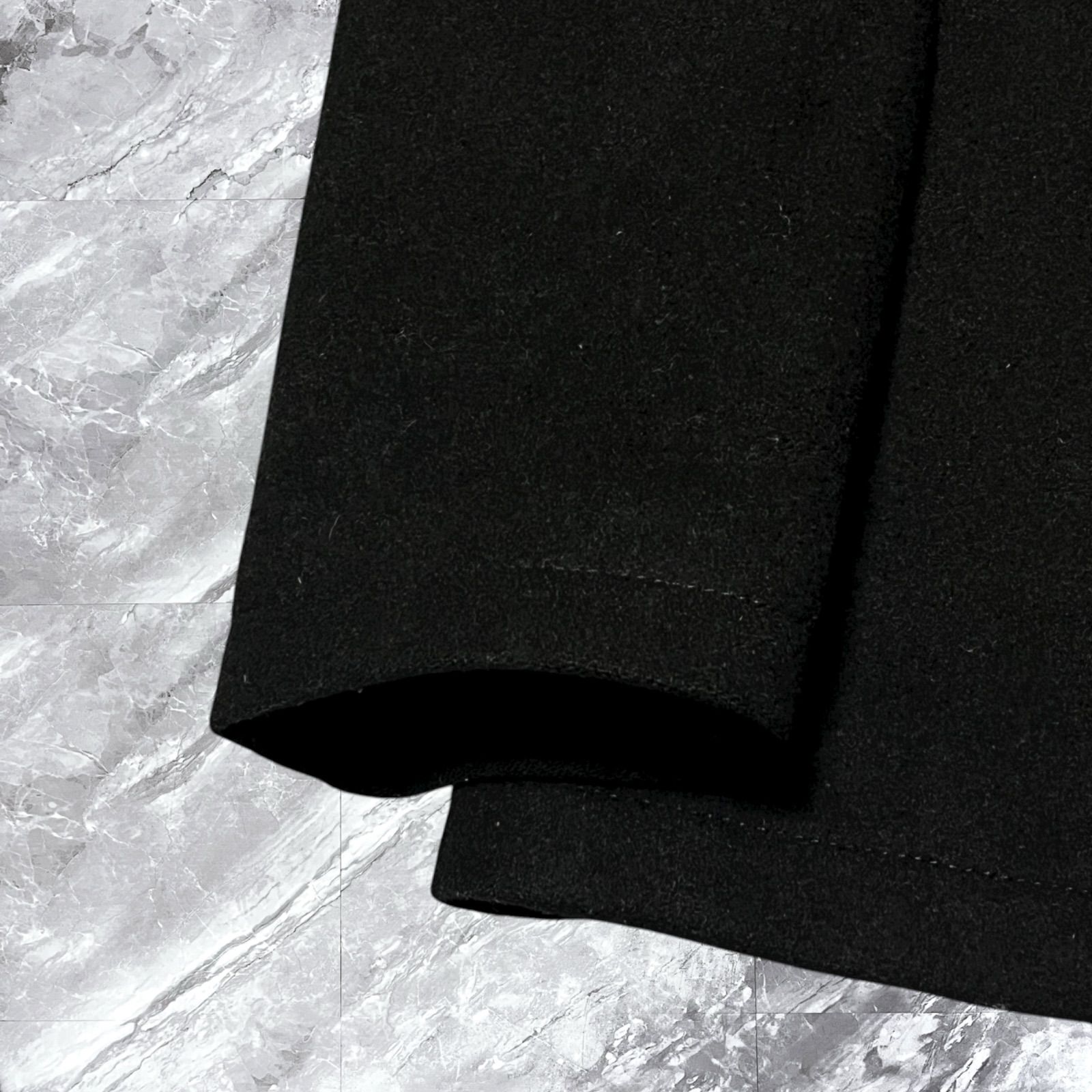 agnes b. HOMME アニエスベーオム ピーコート ウール カシミヤ カシミア ダブルブレスト レザール トカゲ ブラック 黒色 サイズ44 S相当