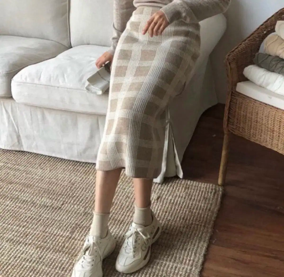 ラビ ス ディント ロアール チェック ニト スカート 55-66